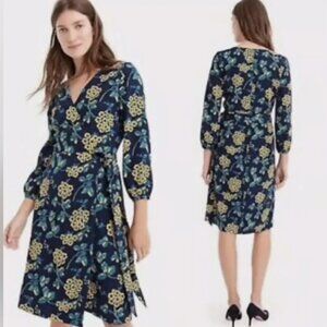J. Crew Golden floral wrap dress